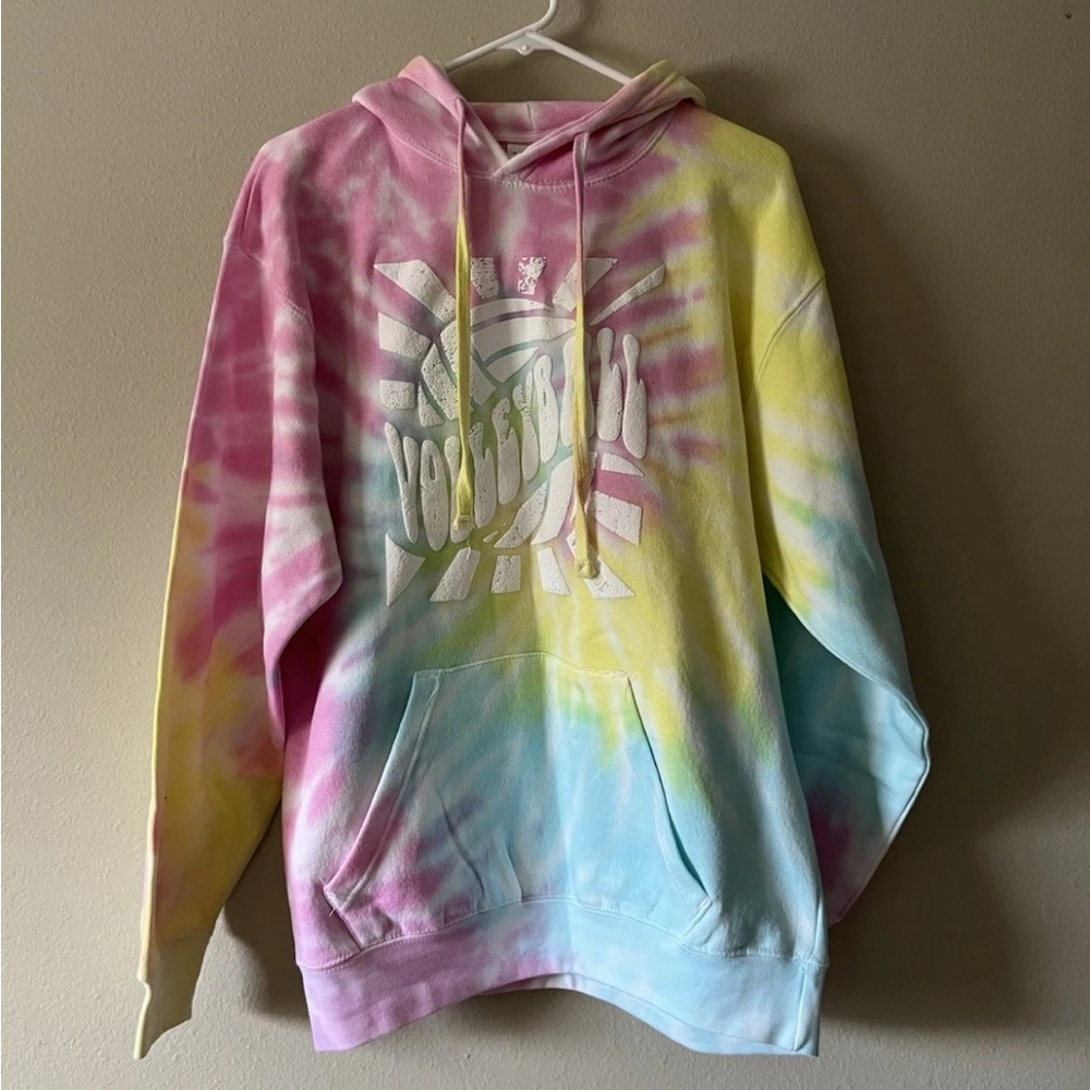 Dreamsicle Tie Dye Volleyball Sweatshirt Hoodie Size Medium